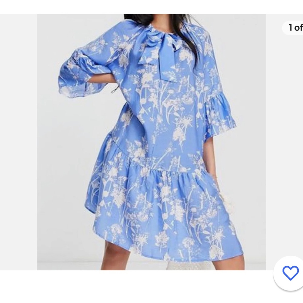 & OTHER STORIES tie neck drop waist dress